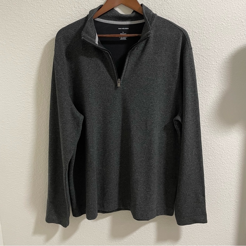 Van Heusen Men's black Gray quarter zip Sweater